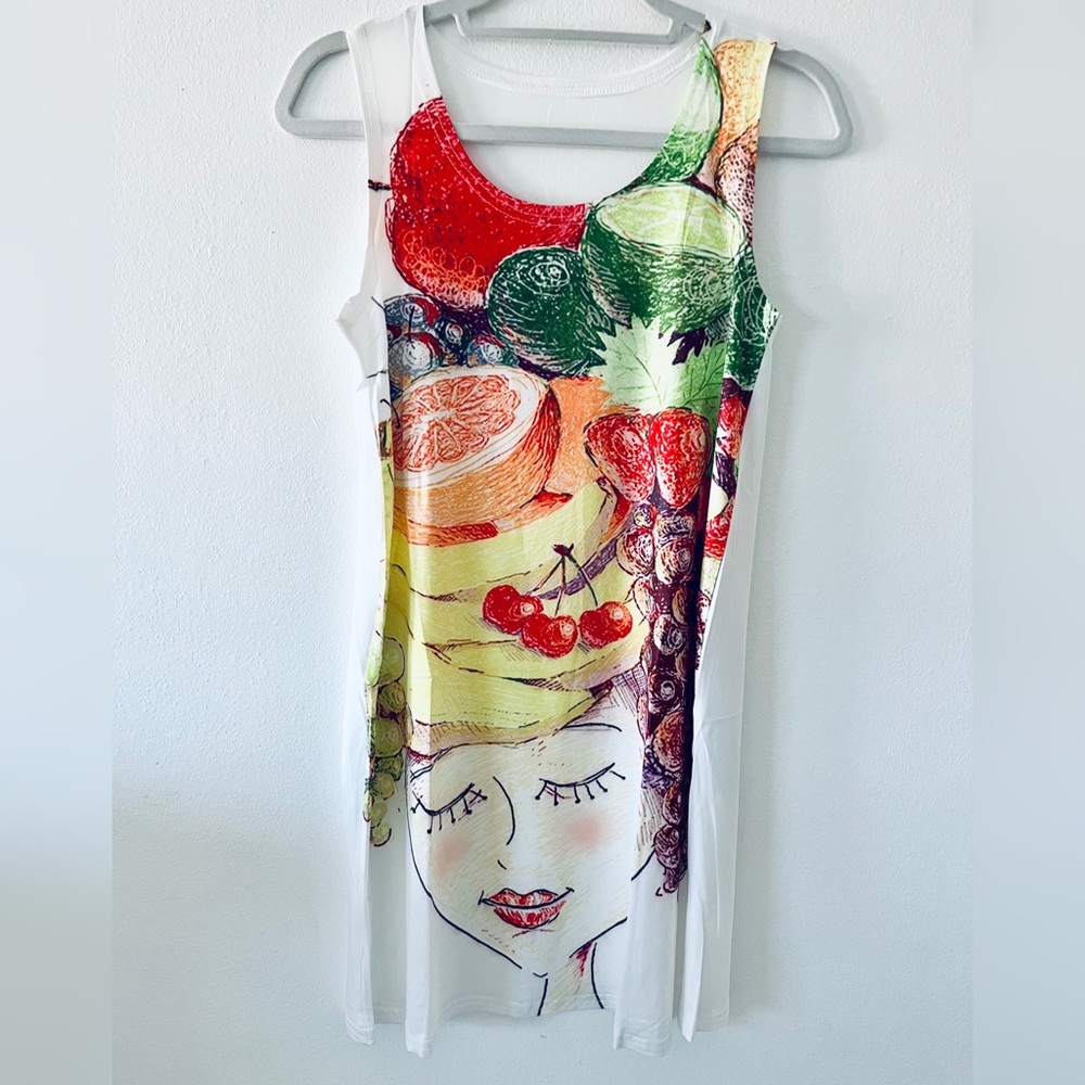 NWT SLEEVELESS CASUAL T-SHIRT A-LINE MINI DRESSES PRINT CREWNECK BEACH TANK